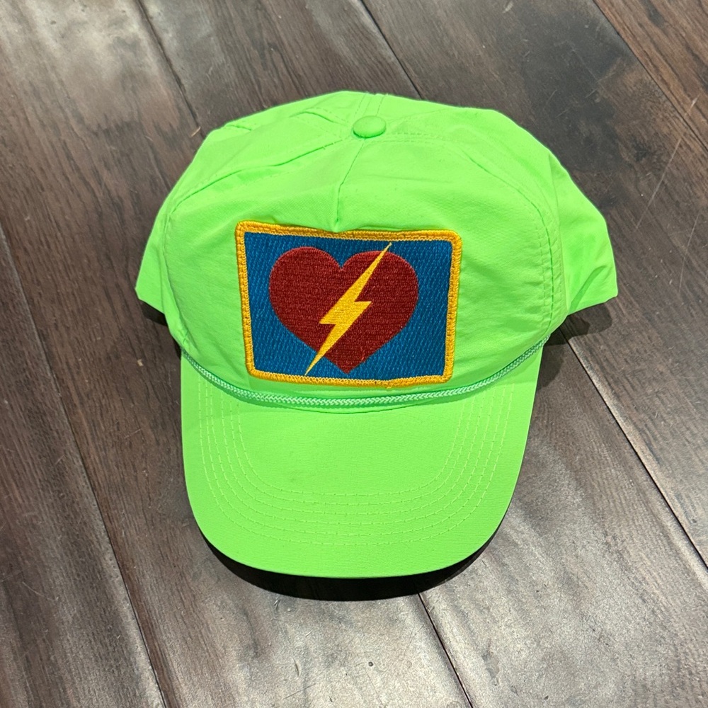 Aviator Nation Neon Green Hat with Heart Patch